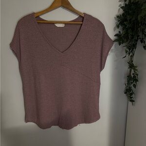 Altar'd State Purple V-Neck Knit Blouse